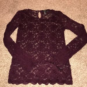 See through lace long sleeve